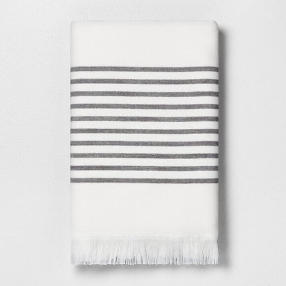 Hearth & Hand Magnolia Core Stripe Bath Towel -‎ Railroad Gray, Cream - Target - Picture 1 of 5